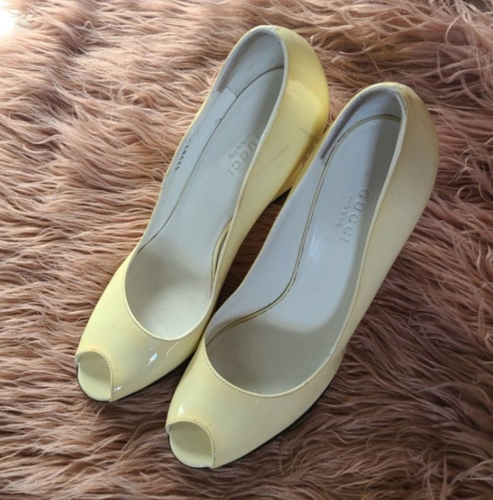 COPY - Gucci Patent Leather Peeptoe Wedges